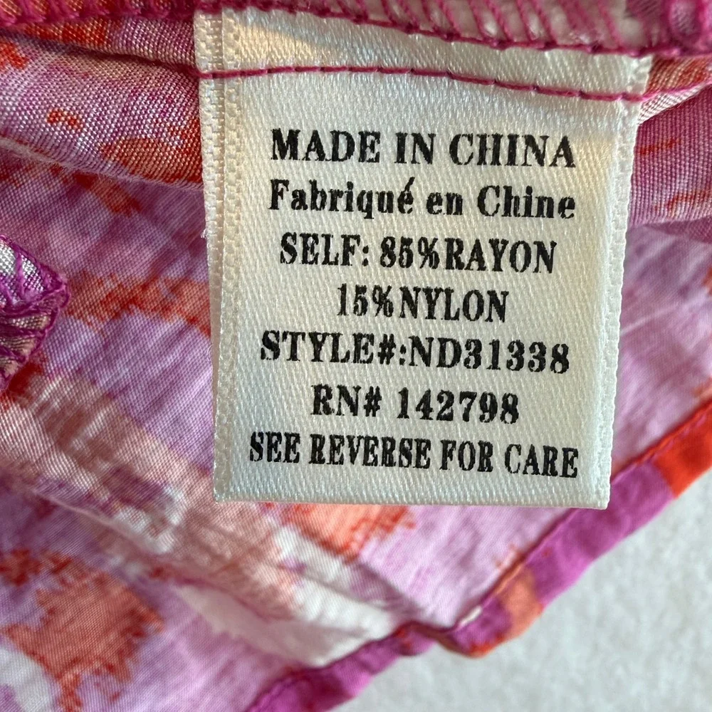 Ikat Print Tiered‎ Mini Sun Dress Women Small Pink Multi ND31338